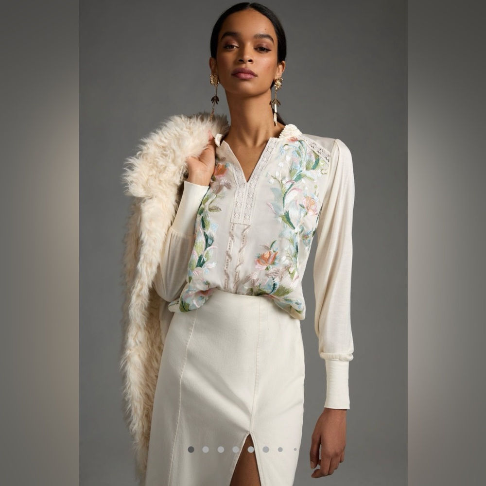 Tiny Hartford Embroidered Top - By Anthropologie